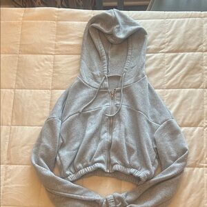 SHEIN Gray Cropped Hoodie